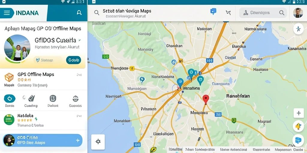 Tampilan antarmuka aplikasi INDAAA untuk GPS Offline Maps yang intuitif dan mudah digunakan.