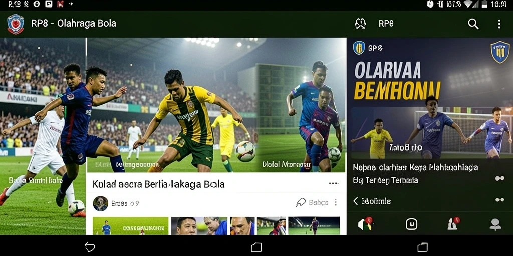 Antarmuka modern RP8 dengan berita olahraga bola terbaru.